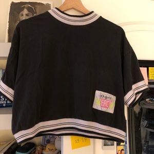 Cropped mock neck short sleeve top